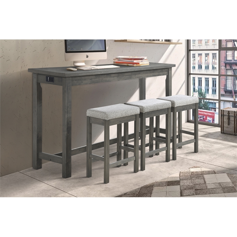 Kingfisher Lane 4 Piece Wood Counter Height Dining Set in Brownish Gray