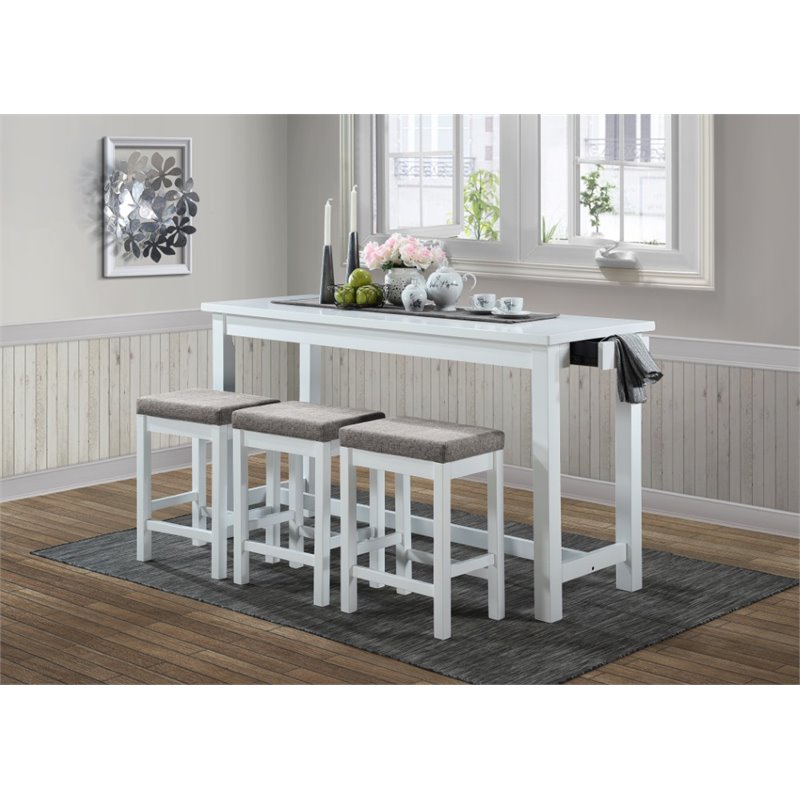 Kingfisher Lane 4 Piece Wood Counter Height Dining Set in White