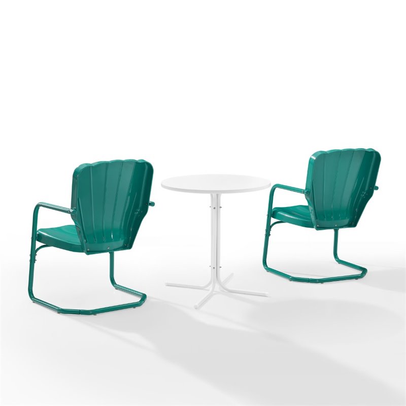 Kingfisher Lane 3 Piece Metal Outdoor Bistro Set in Turquoise Gloss