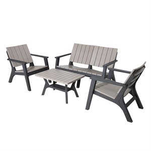 kingfisher lane 4 piece patio sofa seating set in black and gray