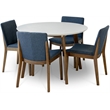 Kingfisher Lane 5-Piece Dining Set with 4 Fabric Dining Chairs in Blue