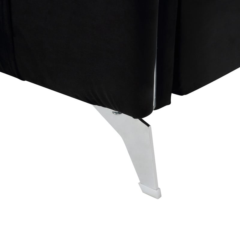 Kingfisher Lane Black Velvet Fabric Sofa Loveseat Living Room Set