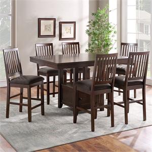 Kingfisher Lane Espresso Wood 7-Piece Counter Storage Dining Set