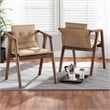 Kingfisher Lane Beige Leather and Brown Finished WoodDining Chair Set