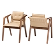Kingfisher Lane Beige Leather and Brown Finished WoodDining Chair Set