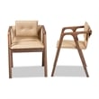 Kingfisher Lane Beige Leather and Brown Finished WoodDining Chair Set