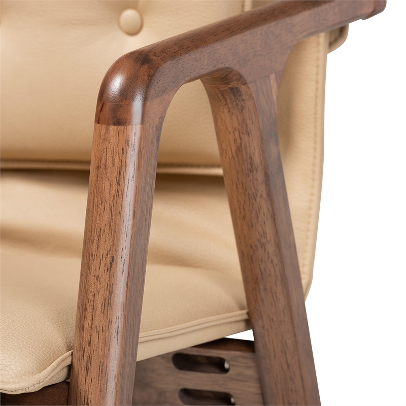 Kingfisher Lane Beige Leather and Brown Finished WoodDining Chair Set