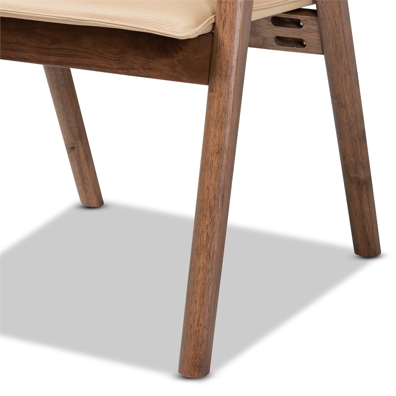Kingfisher Lane Beige Leather and Brown Finished WoodDining Chair Set