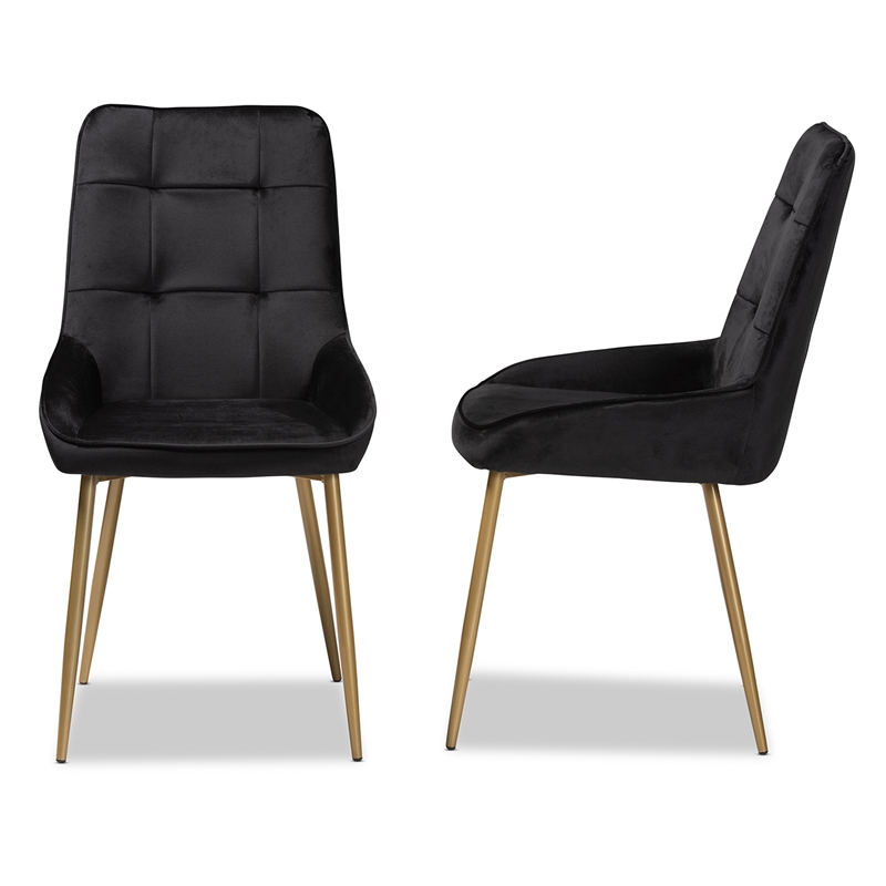 Kingfisher Lane Black and Gold Finished Metal 2-Piece Dining Chair Set