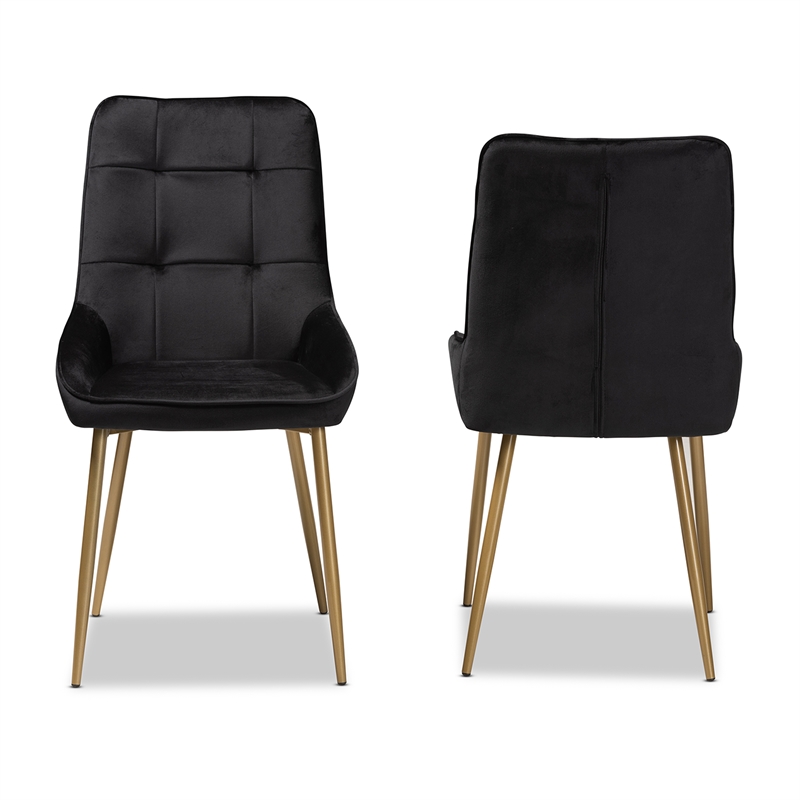 Kingfisher Lane Black and Gold Finished Metal 2-Piece Dining Chair Set