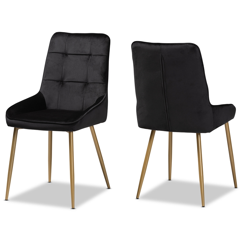 Kingfisher Lane Black and Gold Finished Metal 2-Piece Dining Chair Set