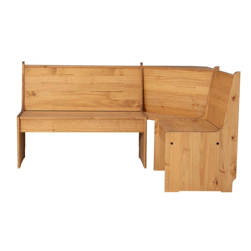 Kingfisher Lane Modern Pine Wood Corner Dining Nook Set in Natural