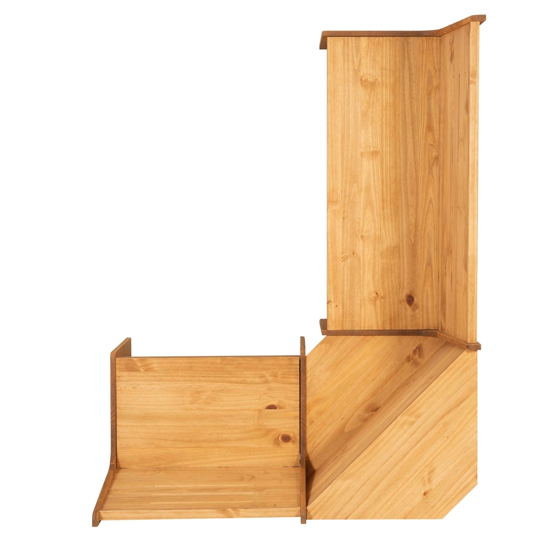 Kingfisher Lane Modern Pine Wood Corner Dining Nook Set in Natural