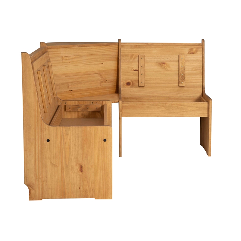 Kingfisher Lane Modern Pine Wood Corner Dining Nook Set in Natural