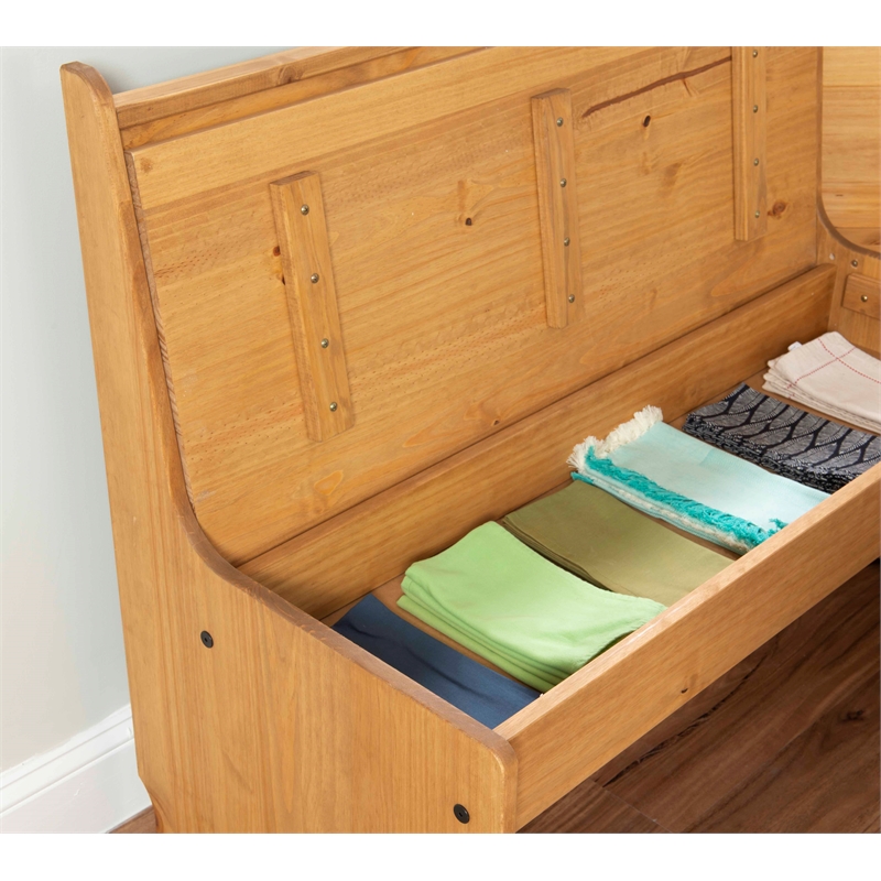 Kingfisher Lane Modern Pine Wood Corner Dining Nook Set in Natural