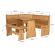 Kingfisher Lane Modern Pine Wood Corner Dining Nook Set in Natural