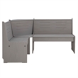 Kingfisher Lane Modern Pine Wood Corner Dining Nook Set in Gray