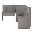 Kingfisher Lane Modern Pine Wood Corner Dining Nook Set in Gray