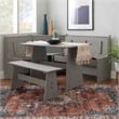 Kingfisher Lane Modern Pine Wood Corner Dining Nook Set in Gray