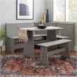 Kingfisher Lane Modern Pine Wood Corner Dining Nook Set in Gray