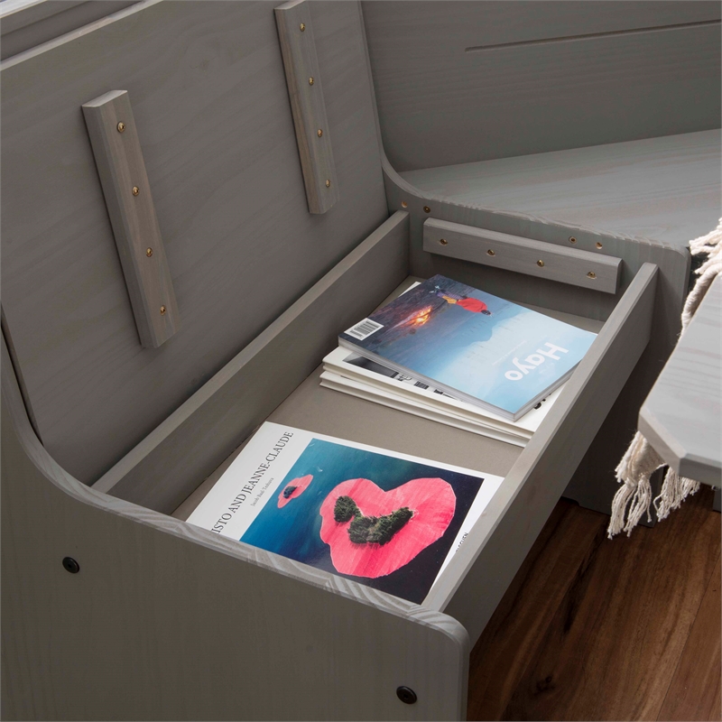 Kingfisher Lane Modern Pine Wood Corner Dining Nook Set in Gray