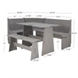 Kingfisher Lane Modern Pine Wood Corner Dining Nook Set in Gray