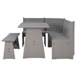 Kingfisher Lane Modern Pine Wood Corner Dining Nook Set in Gray
