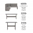 Kingfisher Lane Modern Pine Wood Corner Dining Nook Set in Gray