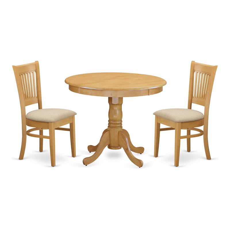 Kingfisher Lane Antique 3-piece Traditional Wood Dining Table Set in Oak