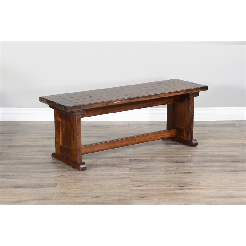 Kingfisher Lane Farmhouse Wood Breakfast Nook Set in Medium Brown