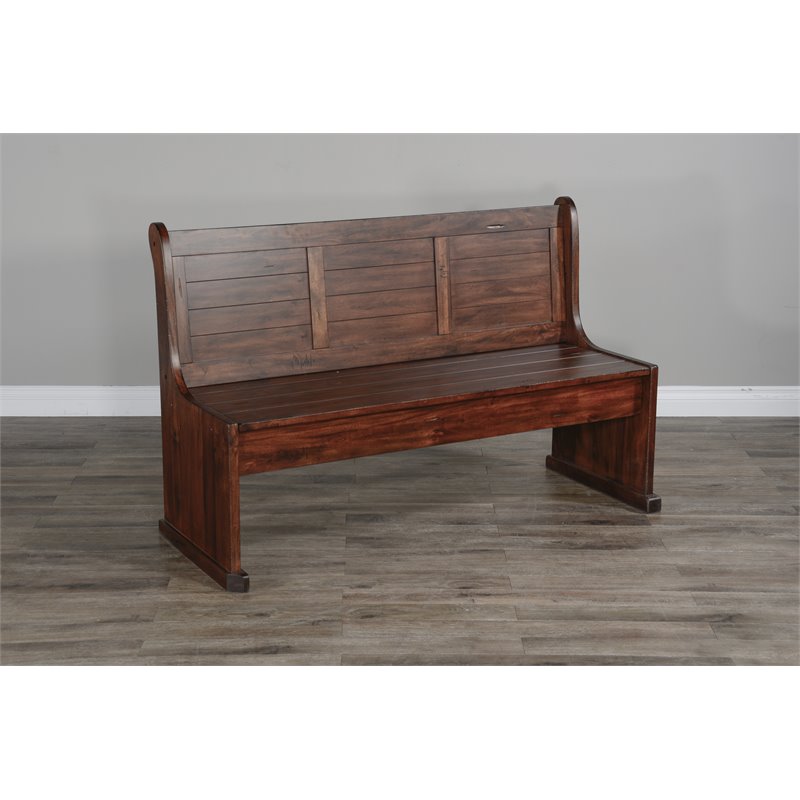 Kingfisher Lane Farmhouse Wood Breakfast Nook Set in Medium Brown