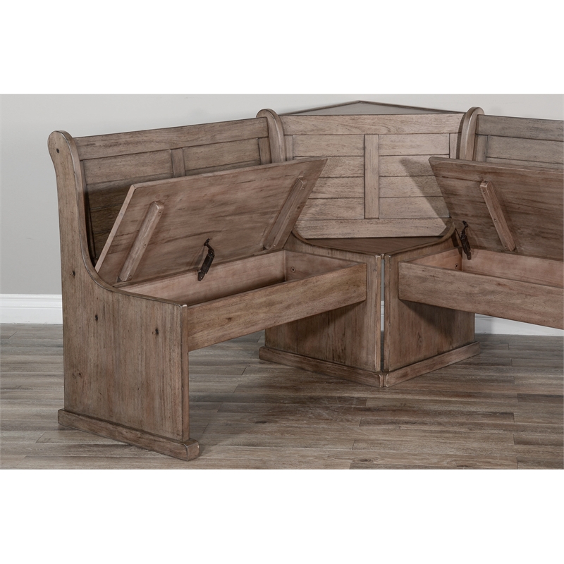 Kingfisher Lane Farmhouse Wood Breakfast Nook Set in Buckskin