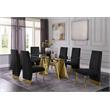 Kingfisher Lane Clear Glass Dining Set with Table and 6 Black Velvet Chairs