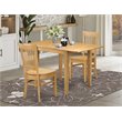 Kingfisher Lane 3-piece Dining Table and Slatted Back Chairs in Oak