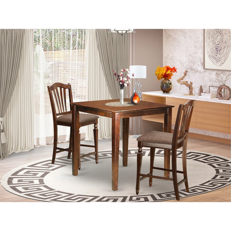 Kingfisher Lane 3-piece Wood Counter Height Dining Set in Mahogany
