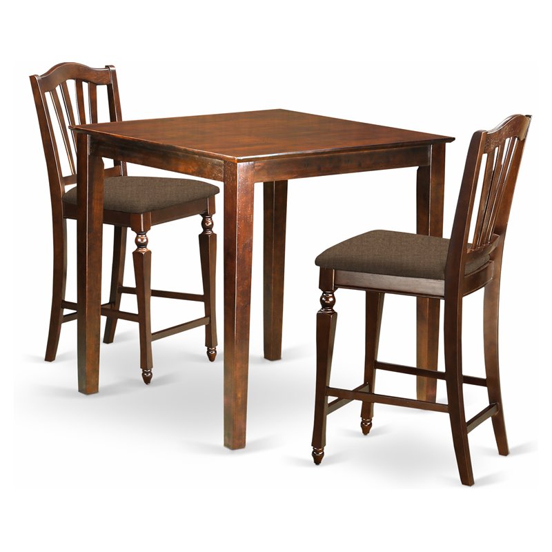 Kingfisher Lane 3-piece Wood Counter Height Dining Set in Mahogany