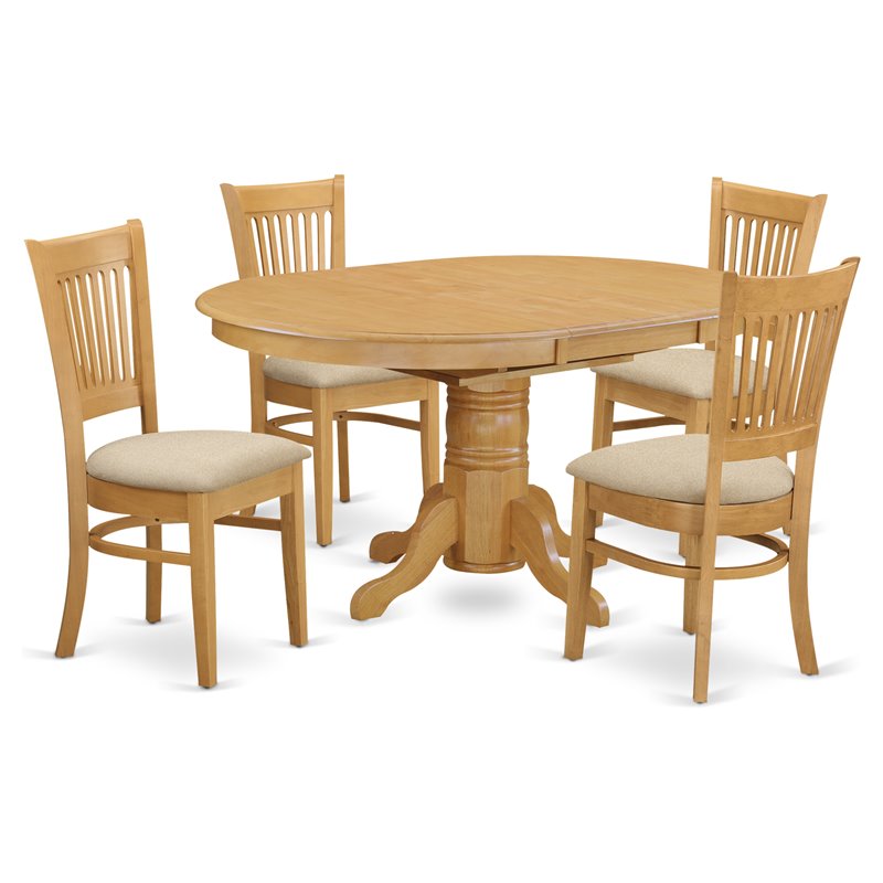 Kingfisher Lane 5-piece Wood Dining Table and Dinette Chairs in Oak