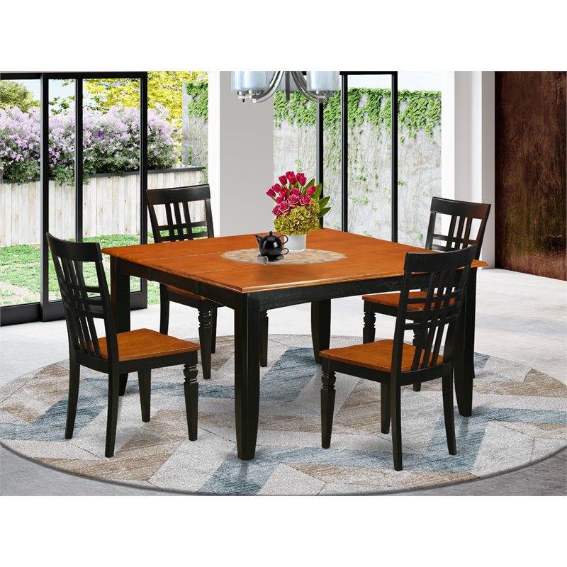 Kingfisher Lane 5-piece Wood Kitchen Table and Chair Set in Black