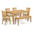 Kingfisher Lane 6-piece Wood Dining Table Set with Bench in Oak