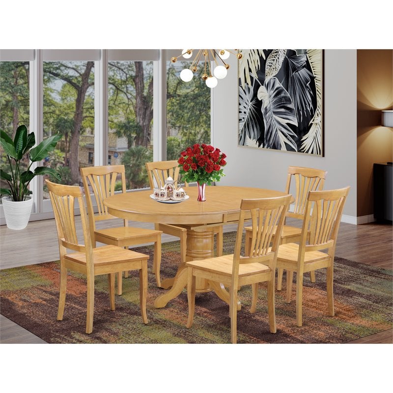 Kingfisher Lane 7-piece Wood Dining Table and Chair Set in Oak