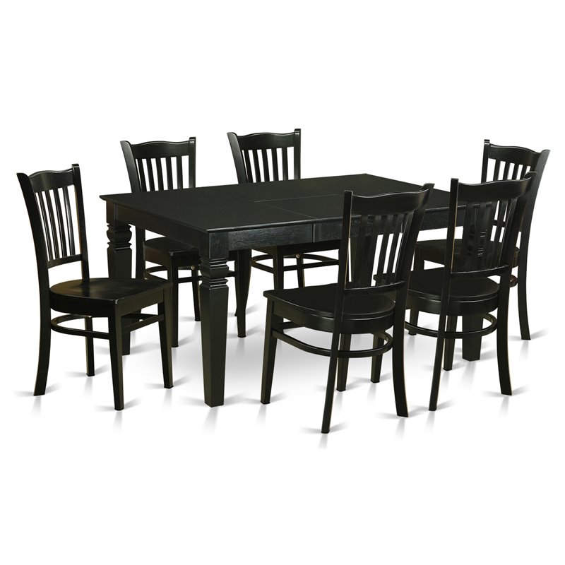 Kingfisher Lane Modern 7-piece Wood Dining Room Table Set in Black