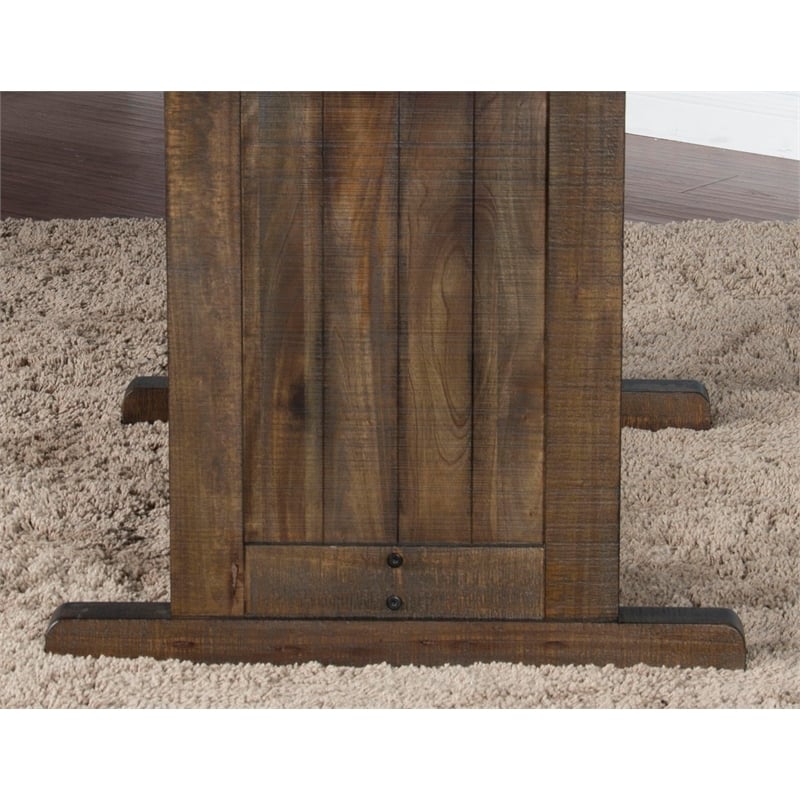 Kingfisher Lane Farmhouse Wood 4 Piece Breakfast Nook Set in Tobacco Leaf