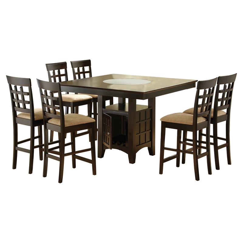 Kingfisher Lane 7-piece Wood Square Transitional Dining Set Cappuccino