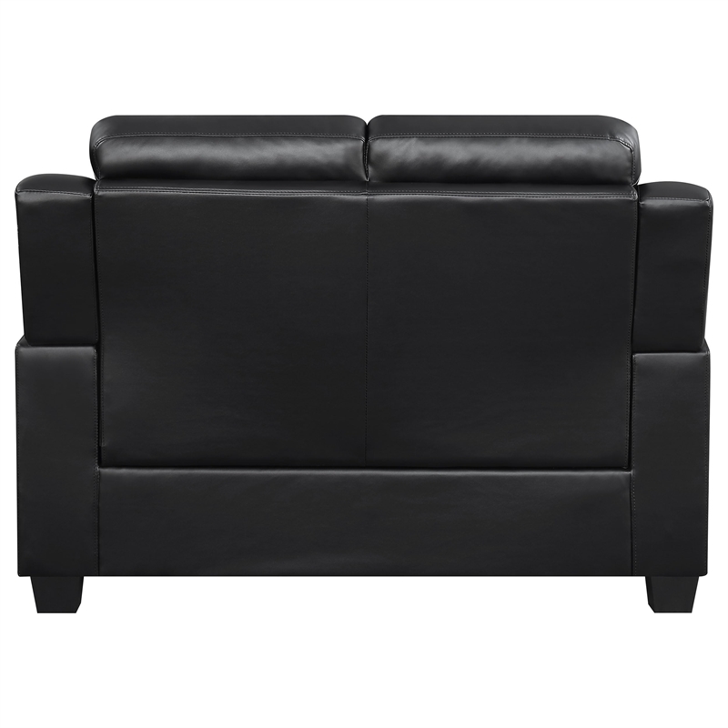 Kingfisher Lane 2-Piece Tufted Upholstered Faux Leather Sofa Set in Black