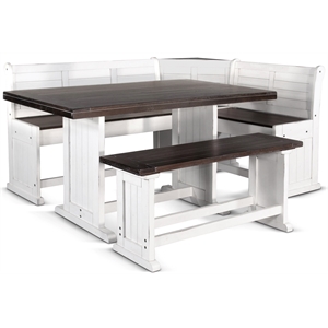 Kingfisher Lane White and Brown Counter Height Breakfast Nook Set