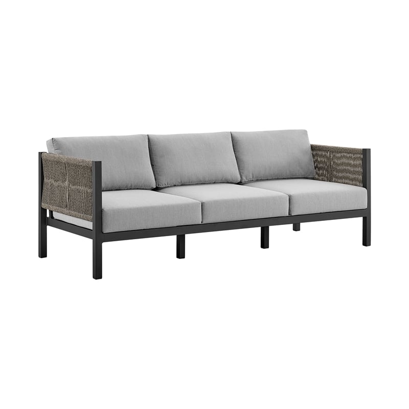 Kingfisher Lane 4-Piece Fabric Outdoor Patio Furniture Set in Black/Gray