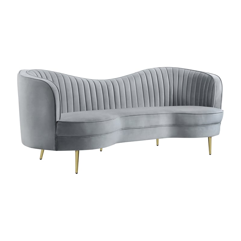 Kingfisher Lane 3-Piece Contemporary Velvet Camel Back Sofa Set in Gray
