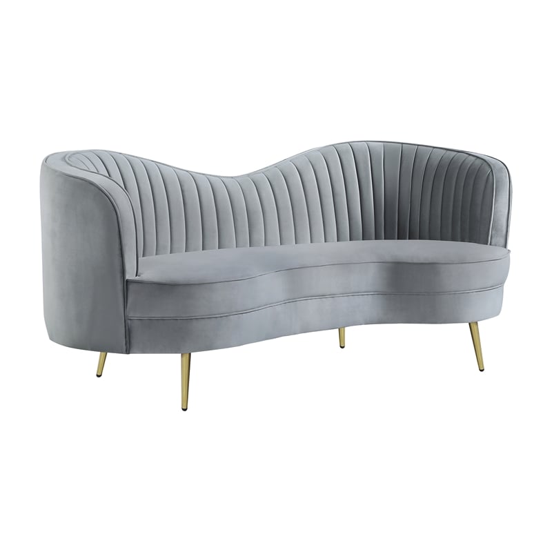 Kingfisher Lane 3-Piece Contemporary Velvet Camel Back Sofa Set in Gray