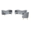 Kingfisher Lane 3-Piece Contemporary Velvet Camel Back Sofa Set in Gray
