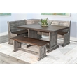 Kingfisher Lane Solid Mahogany Wood Breakfast Nook Set in Gray